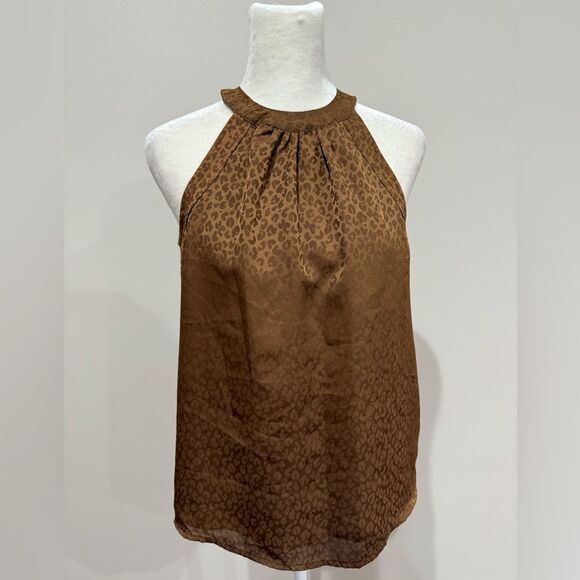 A New Day Brown Leopard Print Halter Top Size XS - Picture 1 of 3